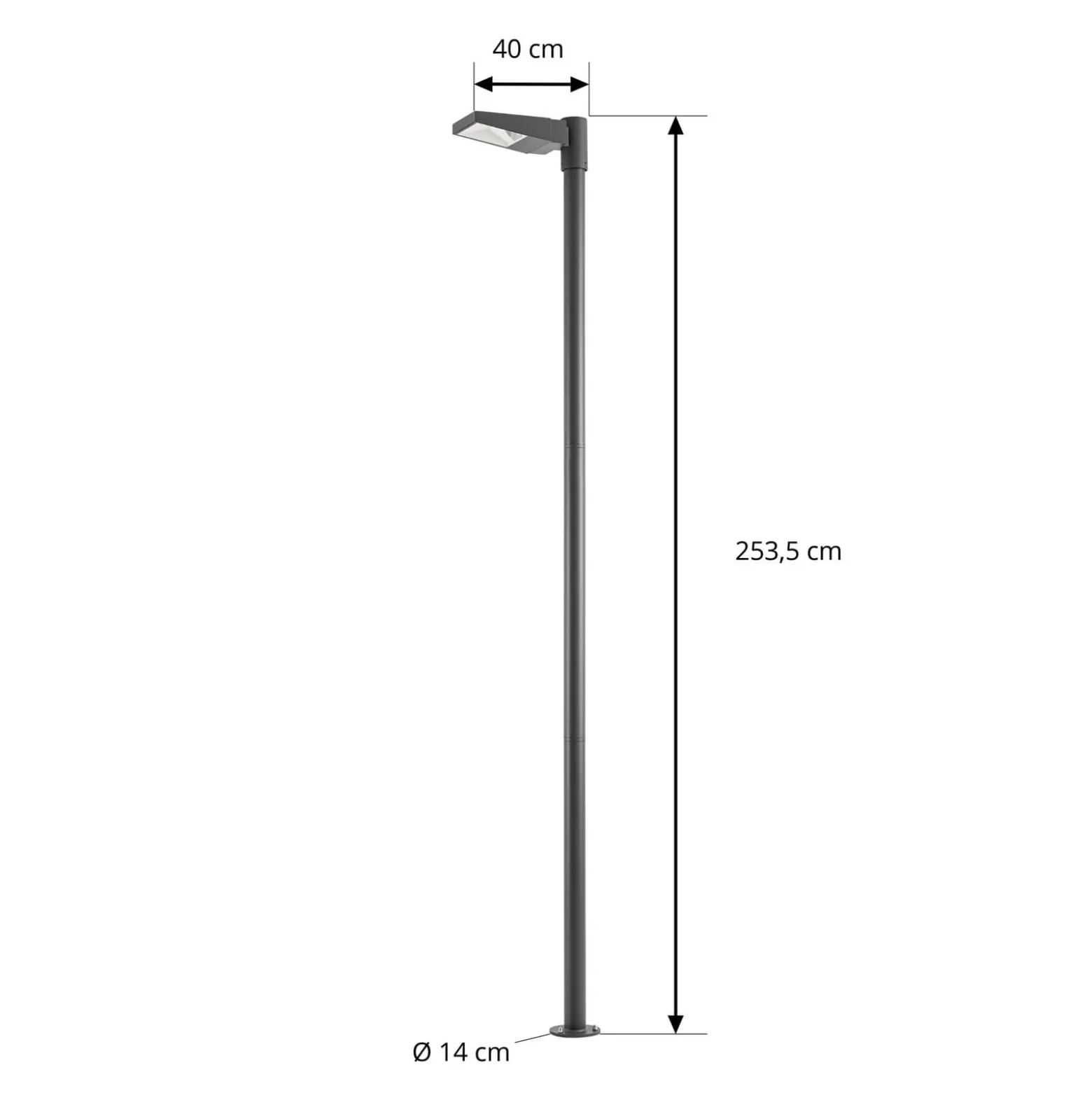 Arcchio LED-ulkovalaisin Nefarius, 250 cm, tummanharmaa, IP65