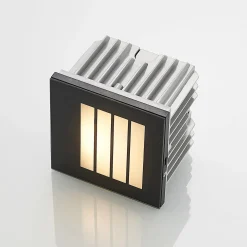 Arcchio LED upotettava seinävalaisin Zamo, rasteri, musta, IP65