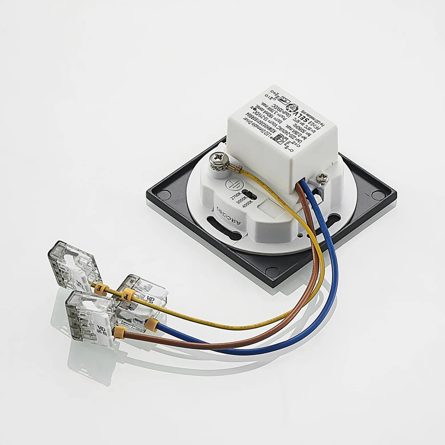 Arcchio LED uppoasennusvalaisin Vexi, 7,5 cm x 7,5 cm, musta, CCT