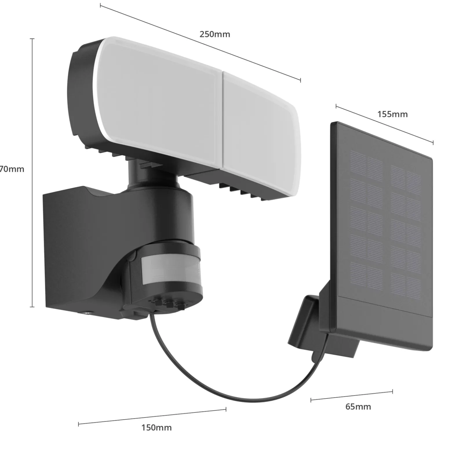 Arcchio Lissano LED-aurinkokäyttöinen seinäkohdevalaisin anturilla