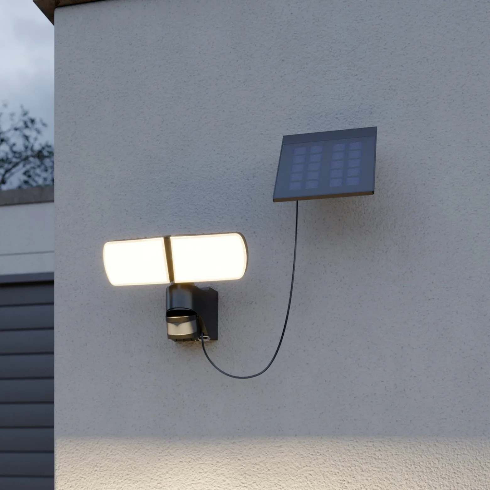 Arcchio Lissano LED-aurinkokäyttöinen seinäkohdevalaisin anturilla