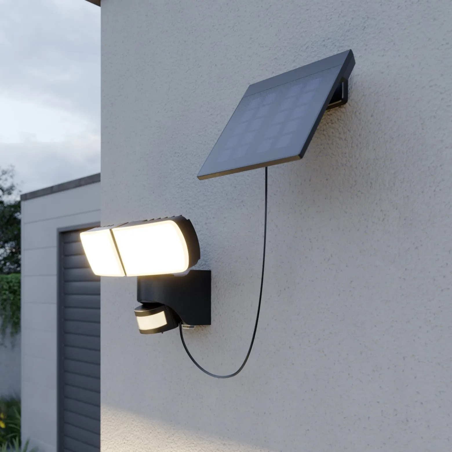 Arcchio Lissano LED-aurinkokäyttöinen seinäkohdevalaisin anturilla