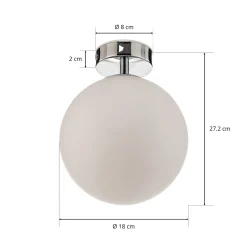 Arcchio Maviris LED-kylpyhuoneen kattovalaisin, pallo, 18 cm