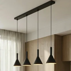 Arcchio riippuvalo Tadej, 4-lamppuinen, musta-valkoinen, metalli, E27