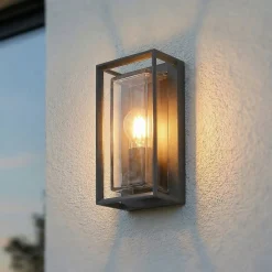 Arcchio ulkoseinävalaisin Ismera, 25 cm, antrasiitti, anturi