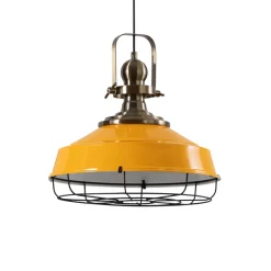 Astel-riippuvalaisin, keltainen, Ø 41 cm, metallia, antiikkimessinki,