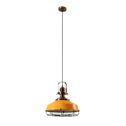 Astel-riippuvalaisin, keltainen, Ø 41 cm, metallia, antiikkimessinki,