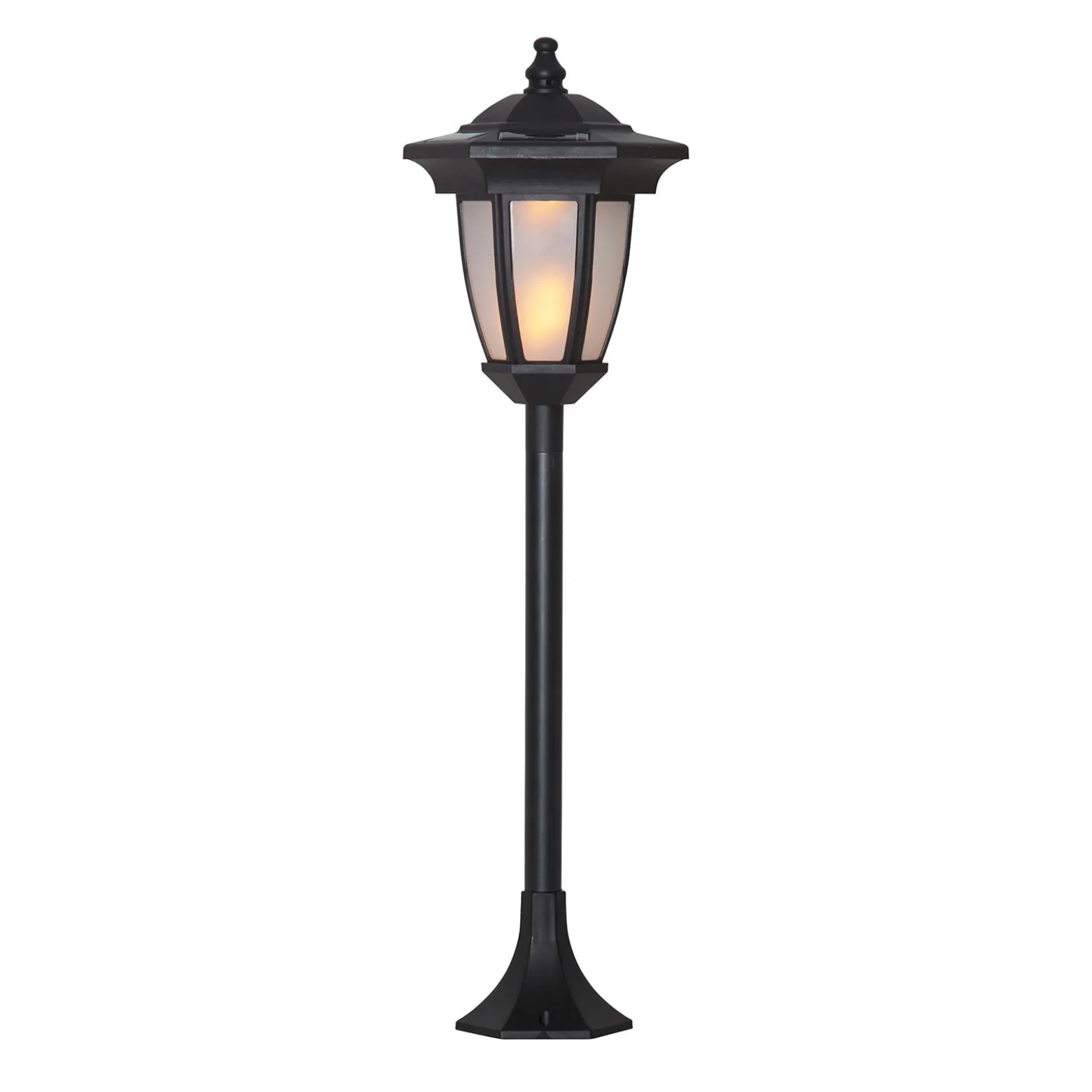 Aurinkokäyttöinen Flame-LED-valaisin, 4 in 1 musta