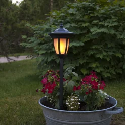 Aurinkokäyttöinen Flame-LED-valaisin, 4 in 1 musta
