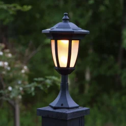 Aurinkokäyttöinen Flame-LED-valaisin, 4 in 1 musta