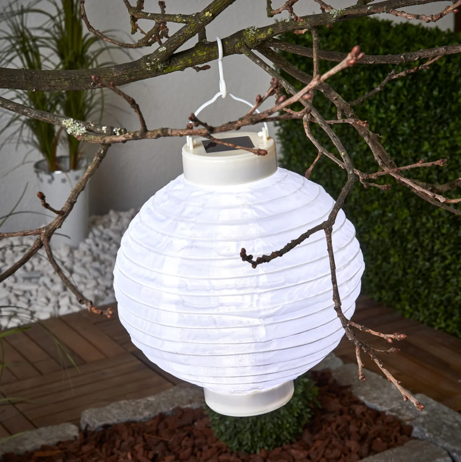 Aurinkokäyttöinen LED-lyhty Jerrit, 20 cm, valk.