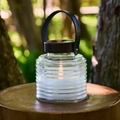 aurinkokäyttöinen LED-valaisin Aston Jar, korkeus 16 cm, musta/ruskea, IP44