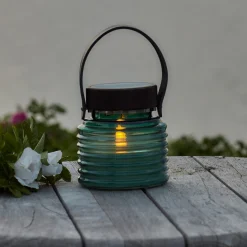 Aurinkokäyttöinen LED-valaisin Aston Jar, korkeus 12 cm, vihreä/ruskea, IP44