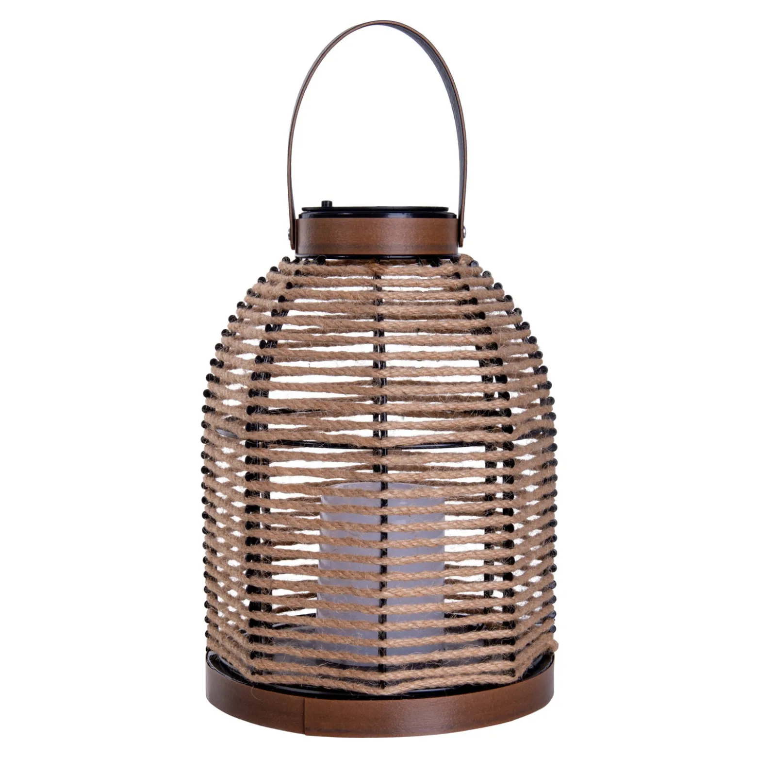 Aurinkokäyttöinen LED-valaisin Korbinian, ruskea, korkeus 29 cm, IP44, lyhty