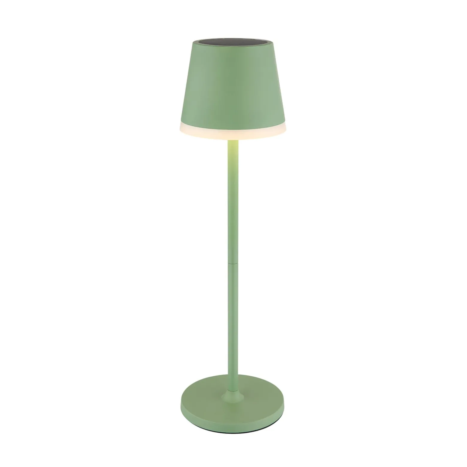 Aurinkokäyttöinen LED-valaisin, metallia, vaaleanvihreä, korkeus 41 cm, IP44