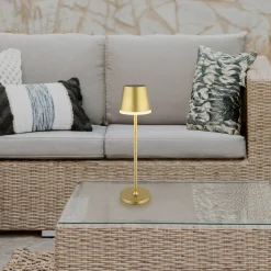 Aurinkokäyttöinen LED-valaisin, metalli, kullanvärinen, korkeus 41 cm, IP44