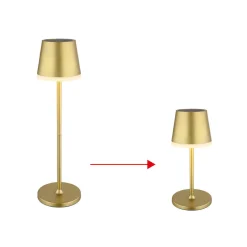 Aurinkokäyttöinen LED-valaisin, metalli, kullanvärinen, korkeus 41 cm, IP44