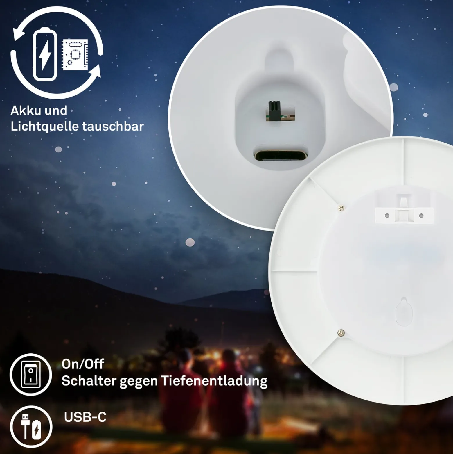 Aurora LED ladattava ulkoseinävalaisin, valkoinen, kosketus himmennin, IP54