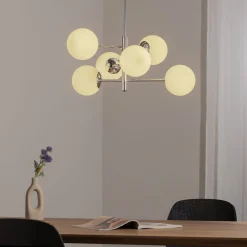 Aurora-riippuvalaisin, kromi, Ø 60 cm, 6-lamppuinen, lasi, E14