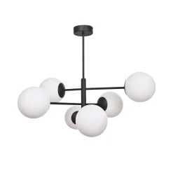 Aurora-riippuvalaisin, musta, Ø 60 cm, 6-lamppuinen, lasi, E14