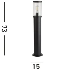 Bakerloo pollarivalaisin, IP44, musta, korkeus 73 cm, metallia