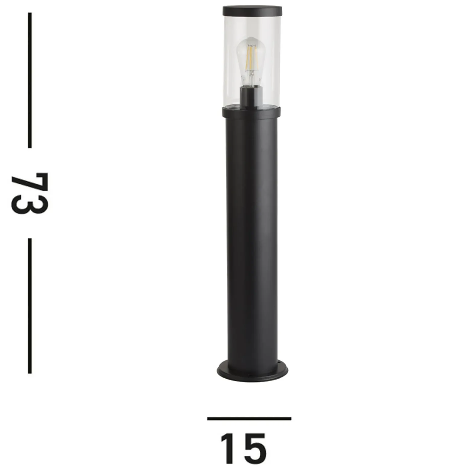 Bakerloo pollarivalaisin, IP44, musta, korkeus 73 cm, metallia
