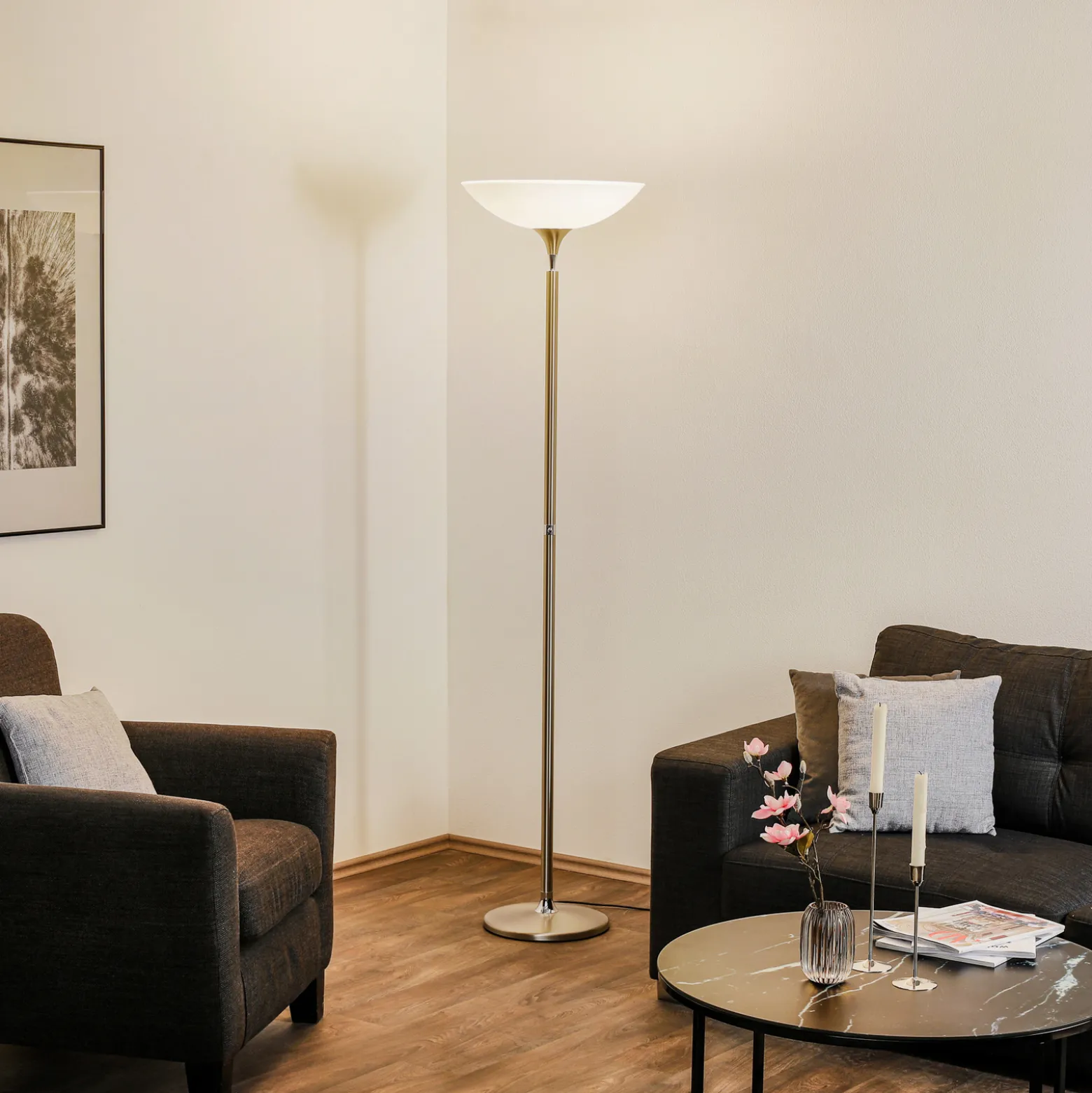 BANKAMP Opera LED-lattiavalaisin nikkeli