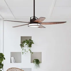 Beacon-kattotuuletin valolla, malli Louisville, pronssi, hiljainen