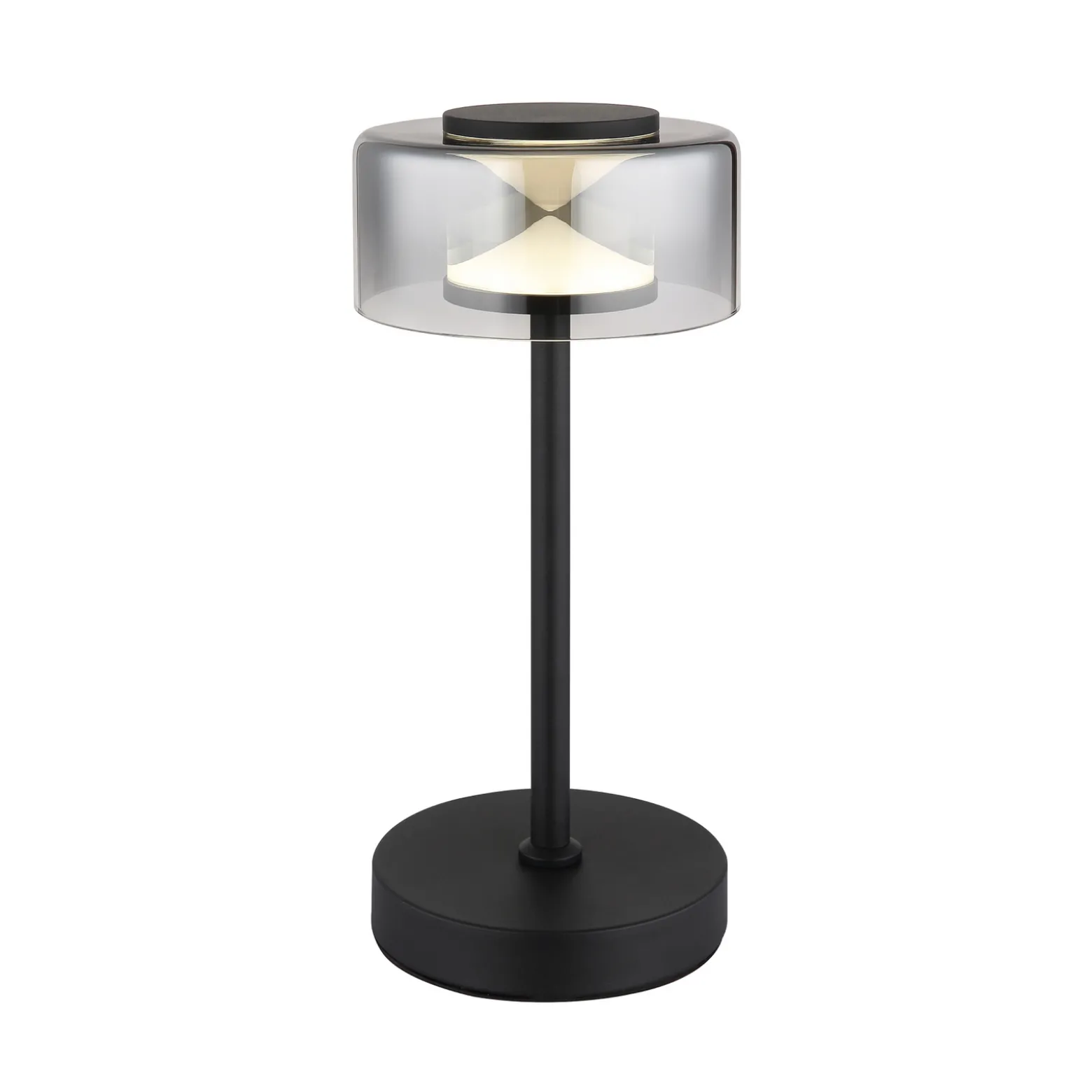 Belinda LED-pöytävalaisin, savunharmaa, korkeus 33 cm, metallia