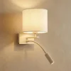 Bilo seinävalaisin, beige, tekstiili, kaksi valoa, lukuvalo, lukuvalo