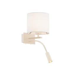 Bilo seinävalaisin, beige, tekstiili, kaksi valoa, lukuvalo, lukuvalo