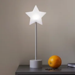 Blizz-LED-akkukäyttöinen pöytävalaisin, harmaa, 40 cm, tähtimäinen,