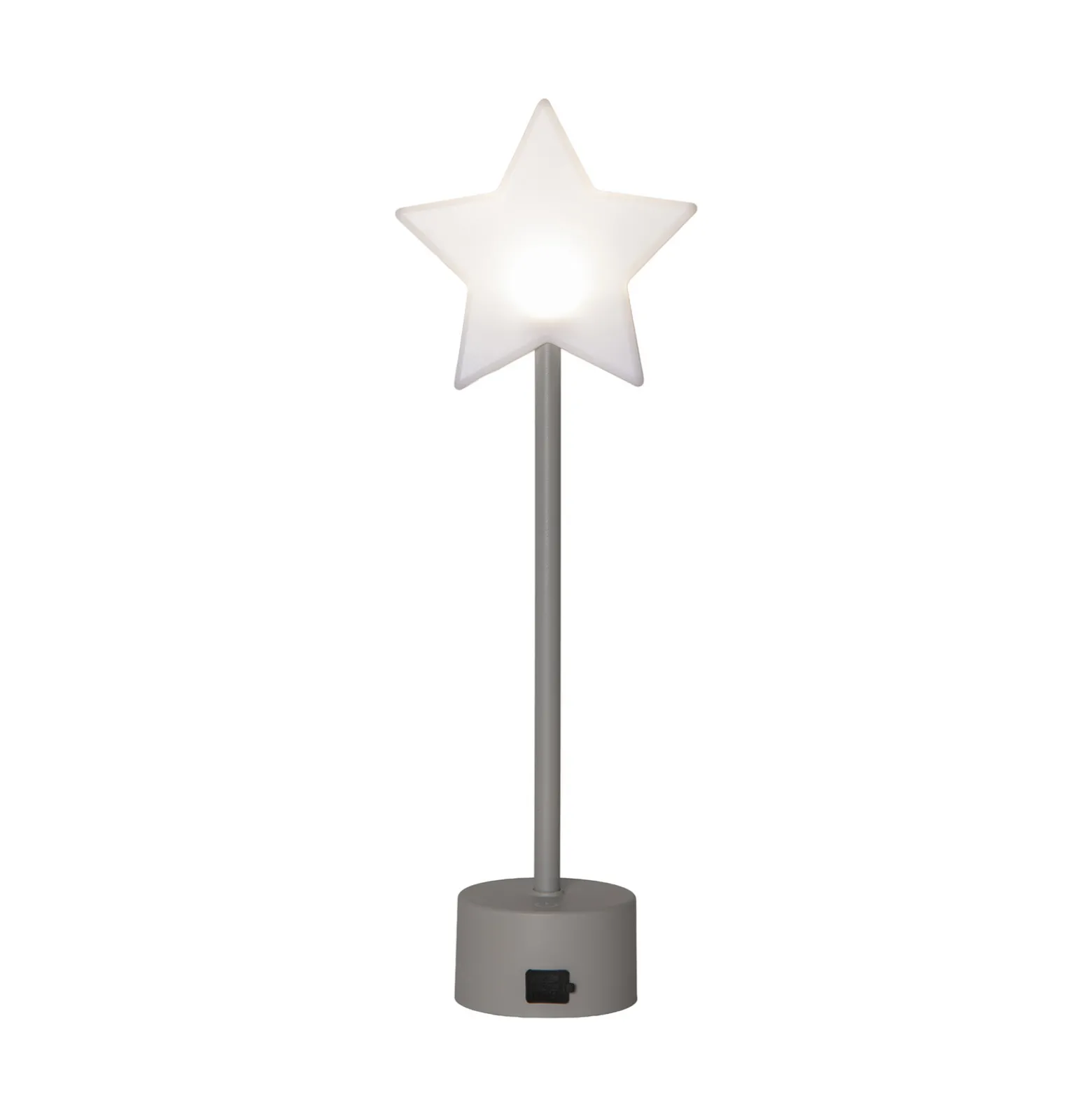 Blizz-LED-akkukäyttöinen pöytävalaisin, harmaa, 40 cm, tähtimäinen,