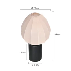 Bloeba-pöytälamppu, valkoinen/musta, Ø 25 cm, pellava/metalli
