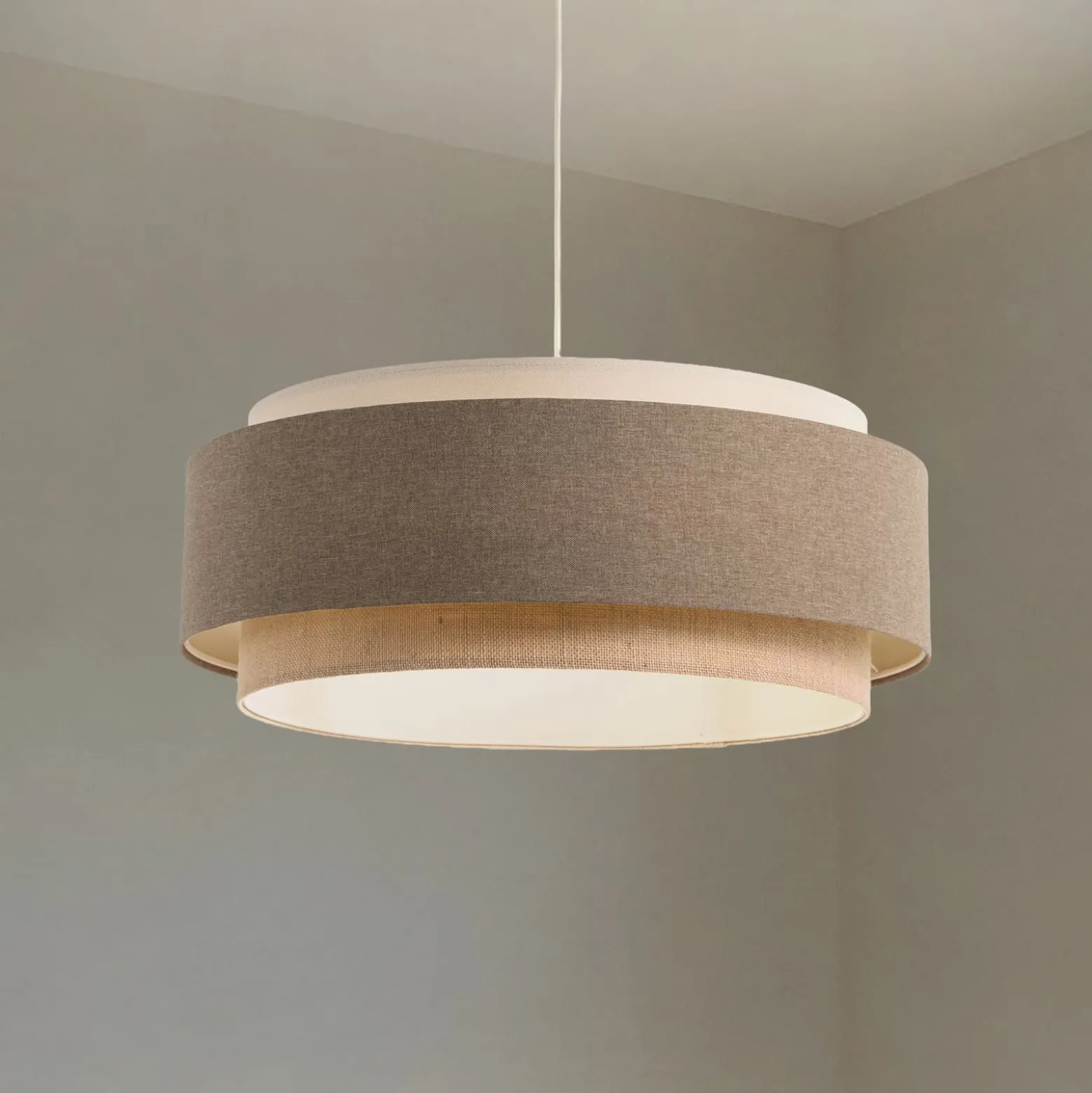 Boho Elegant-riippuvalaisin, ruskea/beige/cream, Ø 60cm, tekstiili