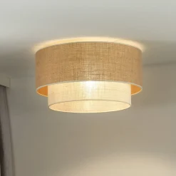 Boho-kattovalaisin, ruskea/beige, halkaisija 45 cm, kangas