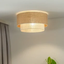 Boho-kattovalaisin, ruskea/beige, halkaisija 60 cm, kangas
