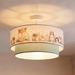 Boho-lasten kattovalaisin, salvia-vihreä/kirjava, Ø40 cm, tekstiili, E27