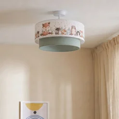 Boho-lasten kattovalaisin, salvia-vihreä/kirjava, Ø40 cm, tekstiili, E27