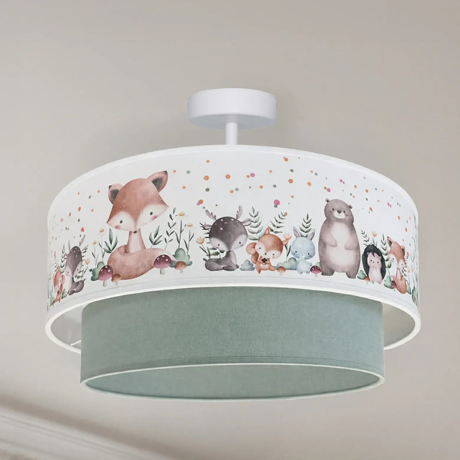 Boho-lasten kattovalaisin, salvia-vihreä/kirjava, Ø40 cm, tekstiili, E27