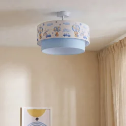 Boho-lasten kattovalaisin, vaaleansininen/kirjava, Ø 40 cm, tekstiili, E27