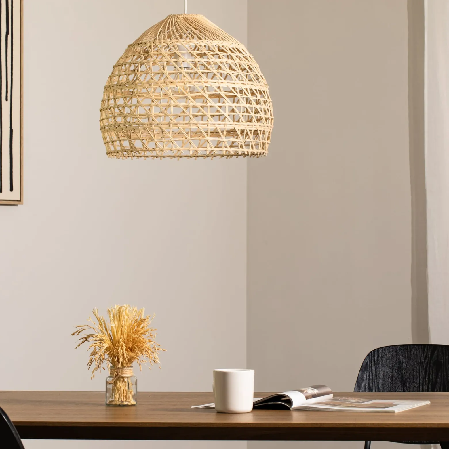 BOHO riippuvalaisin, Ø 43 cm, luonnonruskea, rottinki, E27