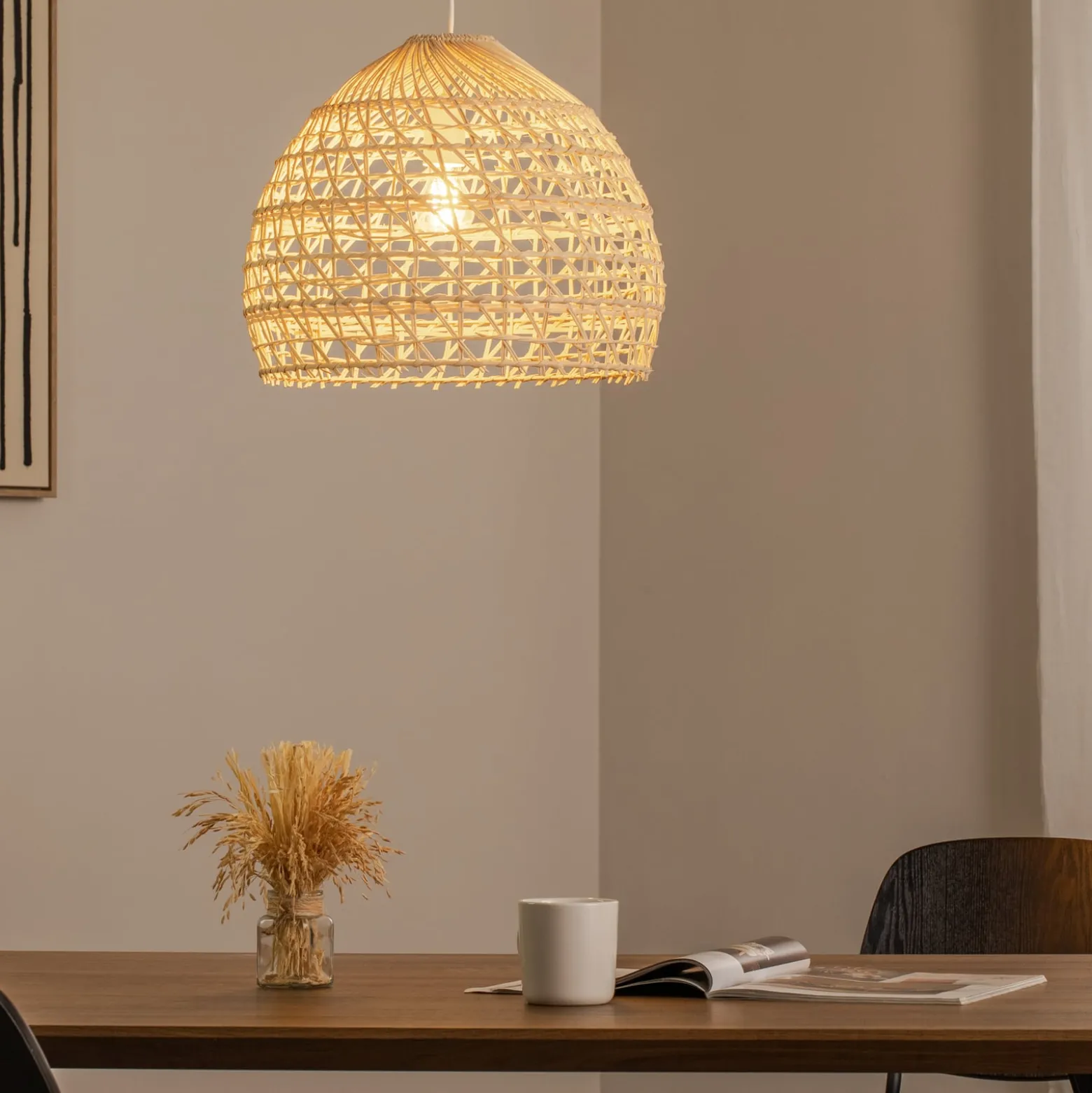 BOHO riippuvalaisin, Ø 43 cm, luonnonruskea, rottinki, E27