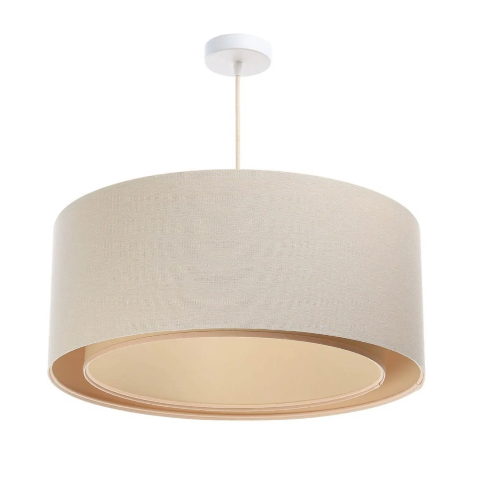 Boho-riippuvalaisin, kerma/beige, Ø 50 cm, korkeus 20 cm, juutti