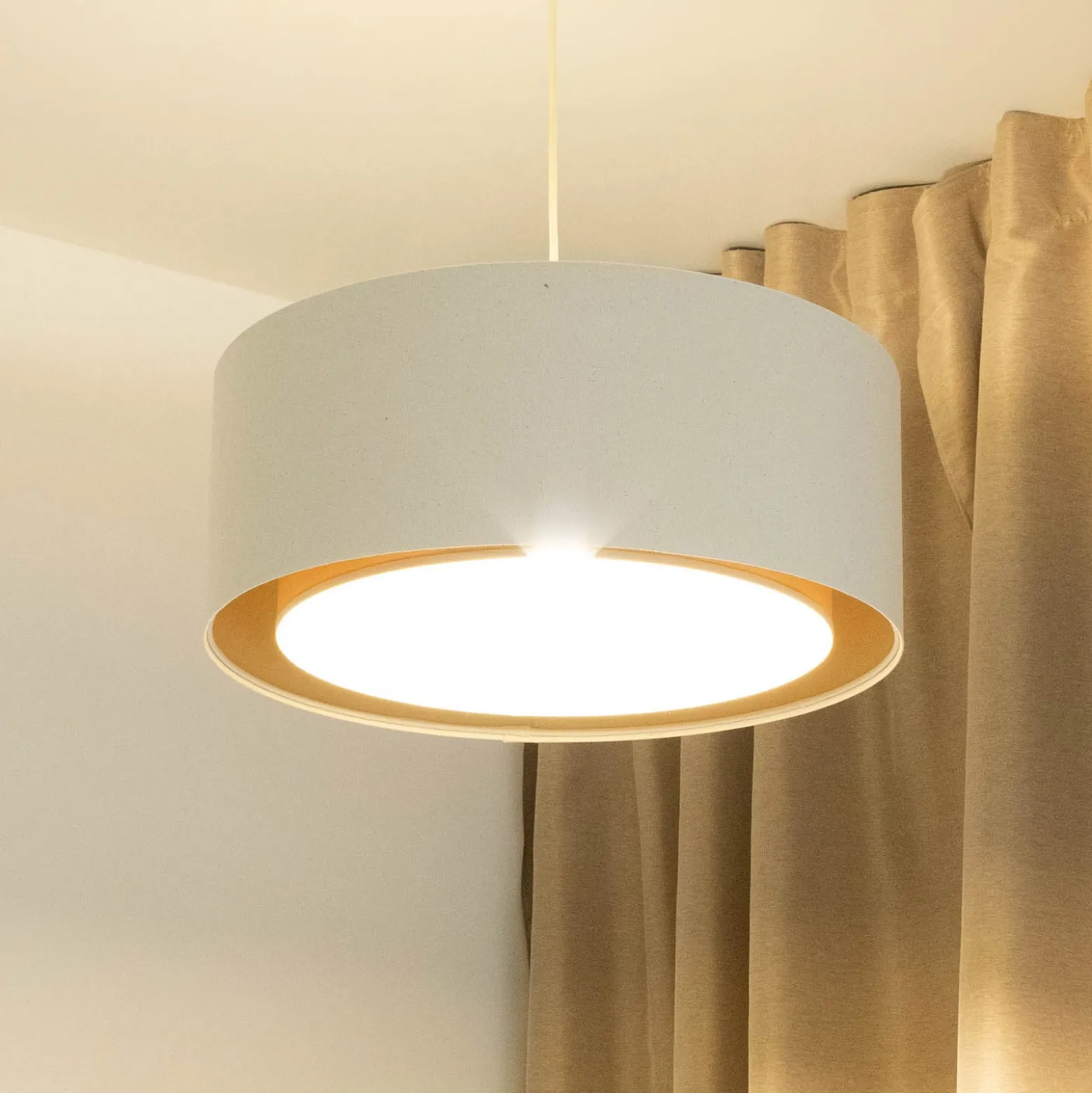 Boho-riippuvalaisin, kerma/beige, Ø 50 cm, korkeus 20 cm, juutti
