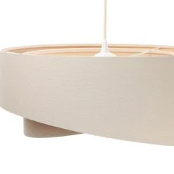 Boho-riippuvalaisin, kermanvärinen/beige, Ø 50 cm, korkeus 23 cm, pellavaa