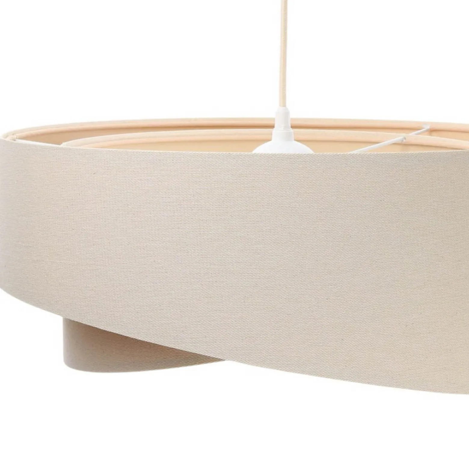 Boho-riippuvalaisin, kermanvärinen/beige, Ø 50 cm, korkeus 23 cm, pellavaa