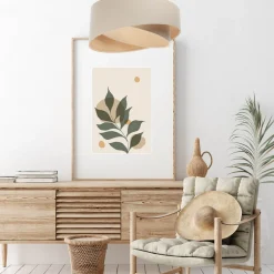 Boho-riippuvalaisin, kermanvärinen/beige, Ø 50 cm, korkeus 23 cm, pellavaa