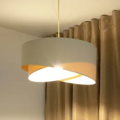 Boho-riippuvalaisin, kermanvärinen/beige, Ø 50 cm, korkeus 23 cm, pellavaa