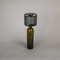 Bottle LED-ladattava pöytävalaisin, musta, alumiini, IP54, himmennin,